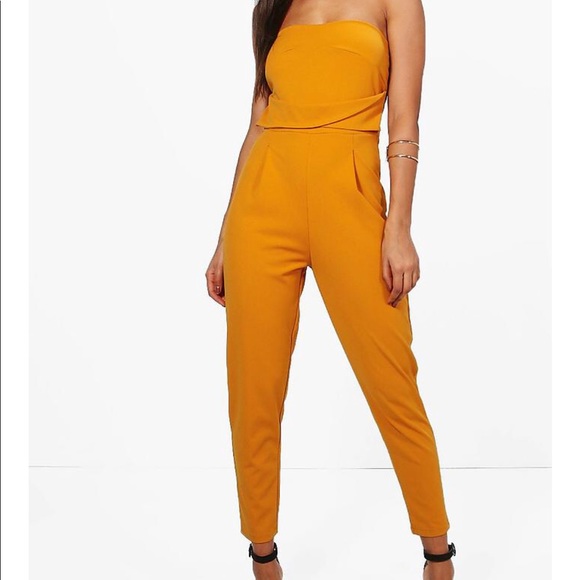 yellow jumpsuit boohoo